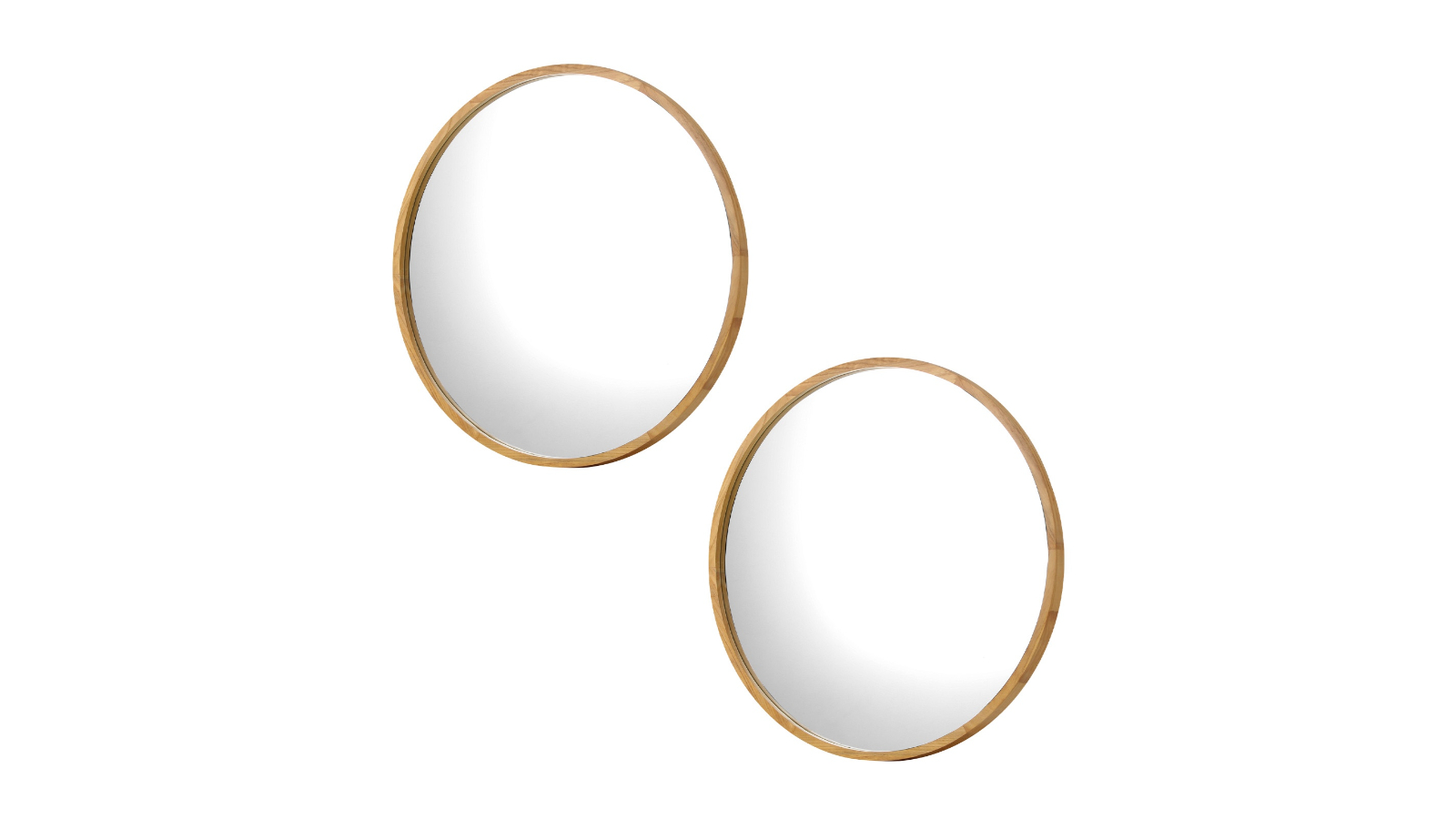 Oikiture Set of 2 Wooden Home Decor Round Wall Mirror