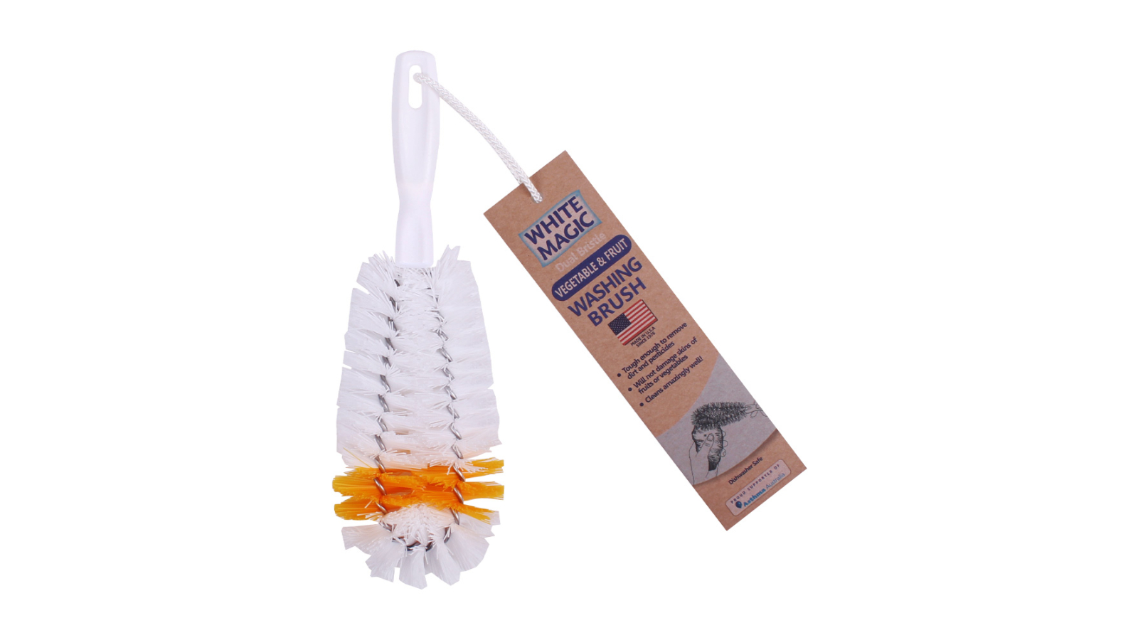 American Brushware Dual Bristle Vegetable and Fruit Cleaning Tool