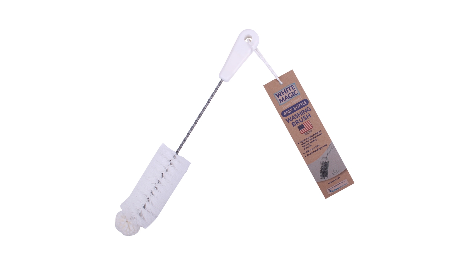 White Magic Foam Tipped Baby Bottle Washing Brush