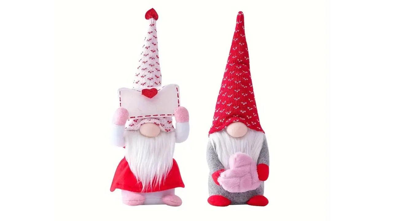TM Set of 2 Valentines Day Gnome Plush Doll 