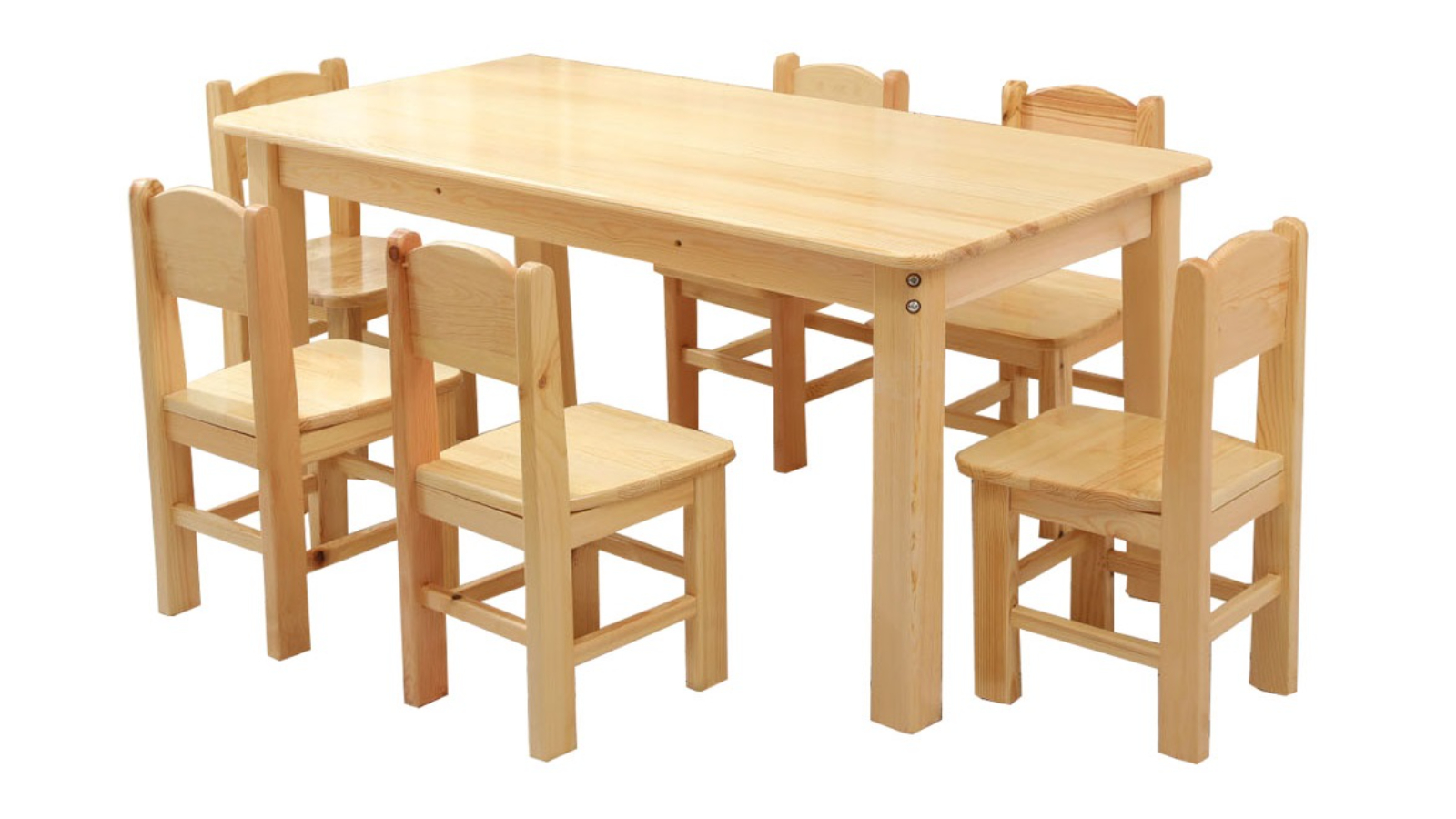 HelloDeal 120 x 60cm Wooden Kids Study Table and 5 Chair Set - Timber