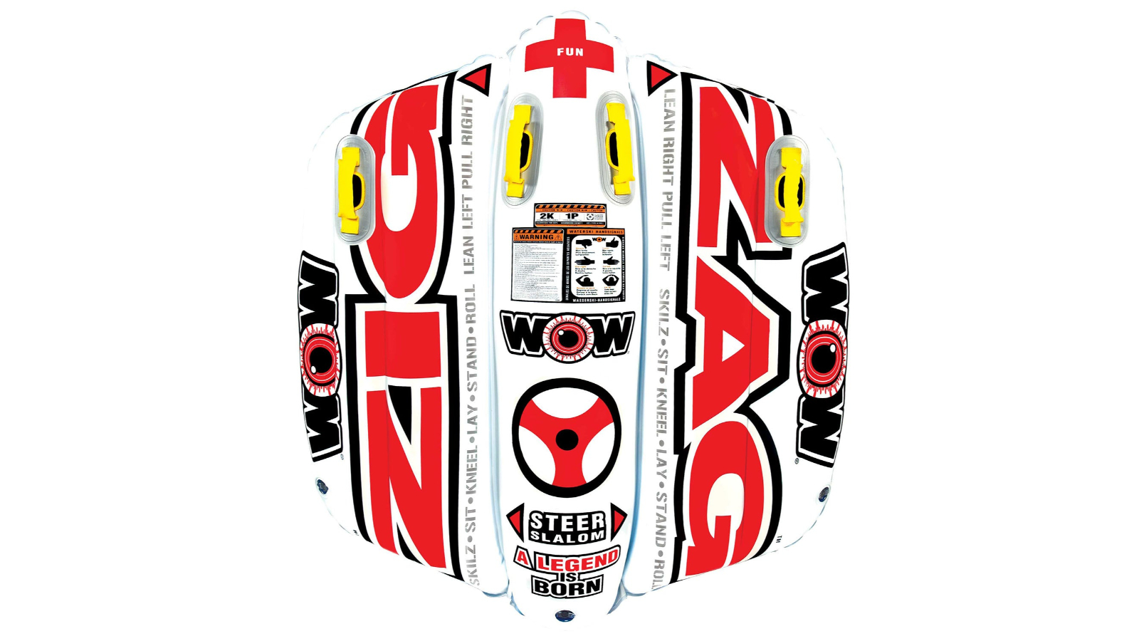 WOW 1-2 Person Inflatable Zig Zag Flex Wing Steerable Ski Tube