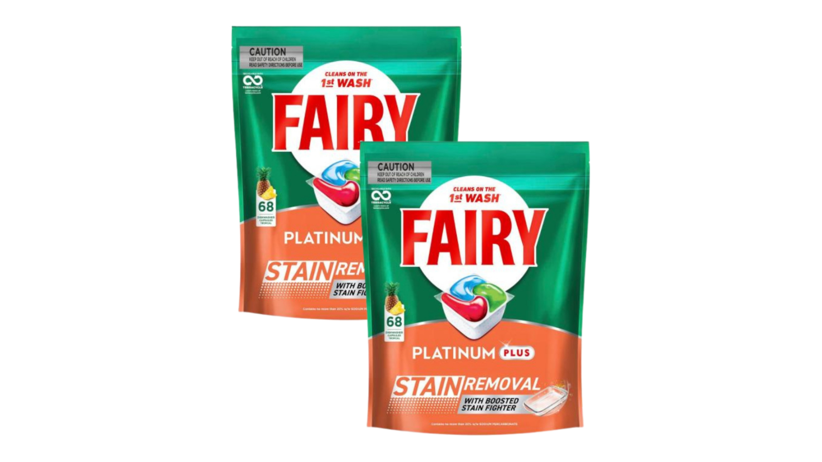 Fairy Platinum Plus 136 Piece Tropical Dishwasher Tablet