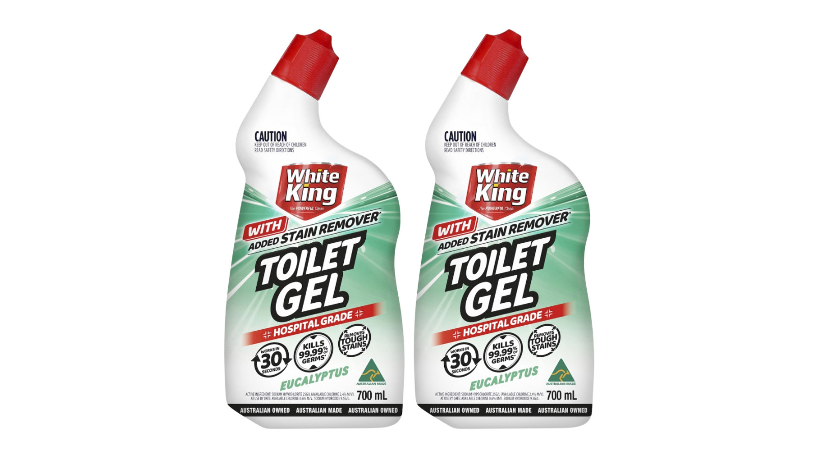 White King Pack of 2 Toilet Gel Eucalyptus - 700ml