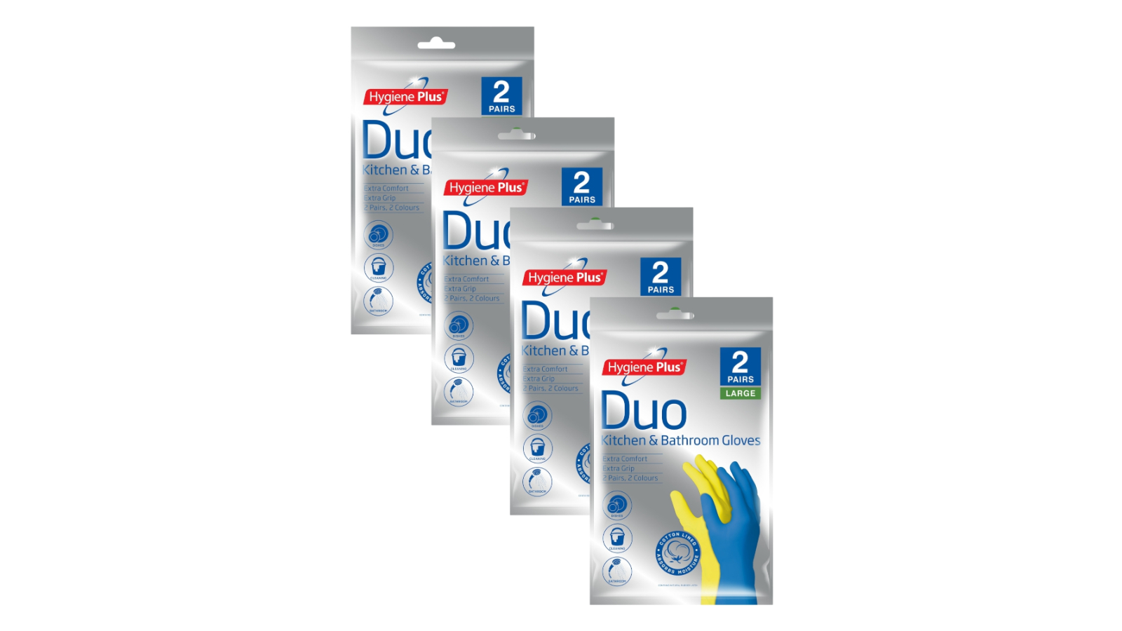 Hercules 4 Piece Hygiene Plus Kitchen and Bathroom Gloves