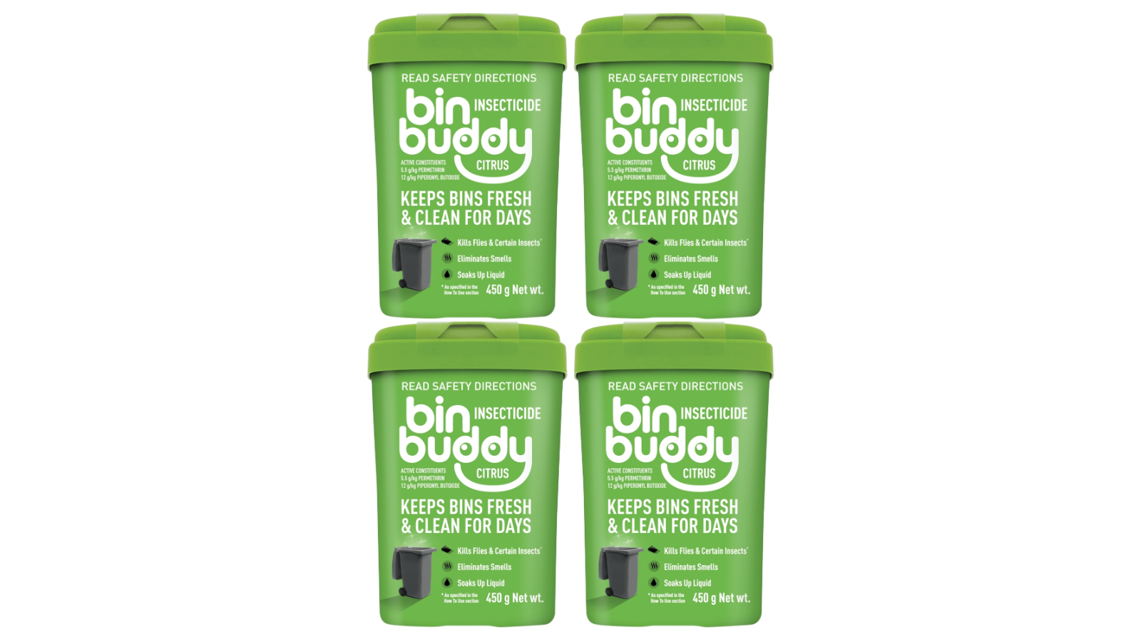 Bin Buddy Pack of 4 Citrus 450g Power