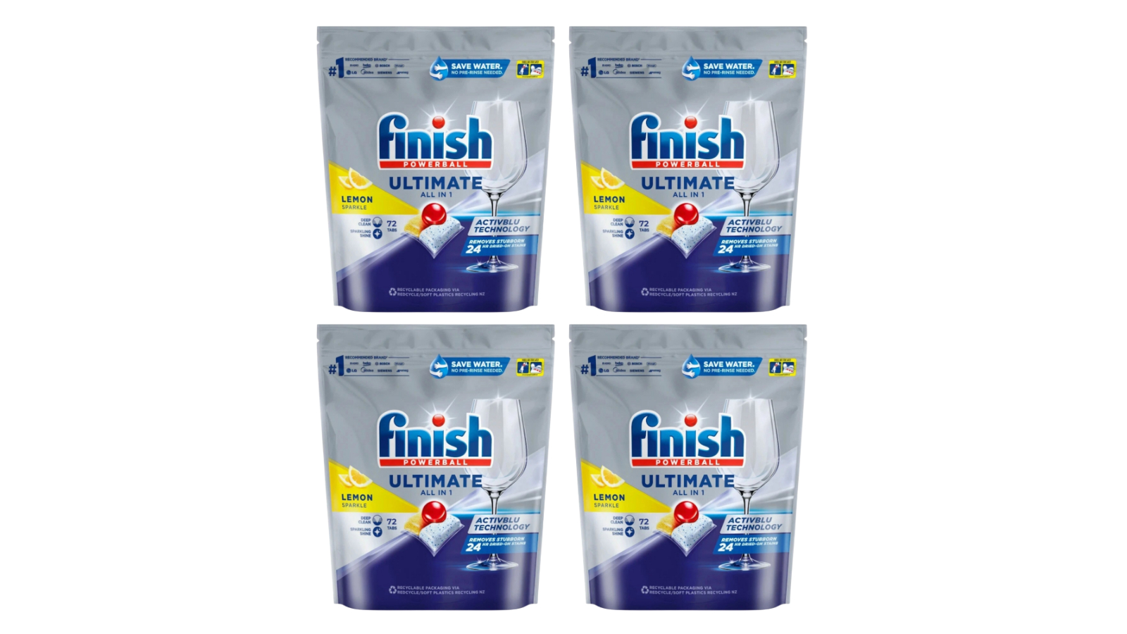 Finish Ultimate 288 Piece All-in-One Lemon Sparkle Dishwashing Tablet