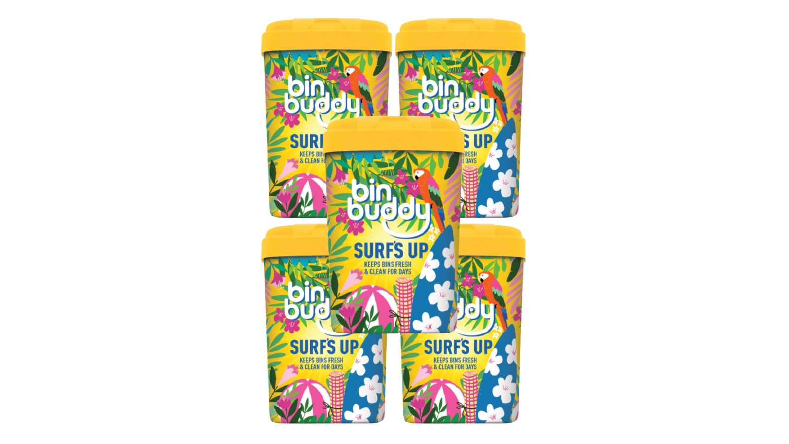 Bin Buddy Pack of 5 Fresh Surf's Up 450g Power