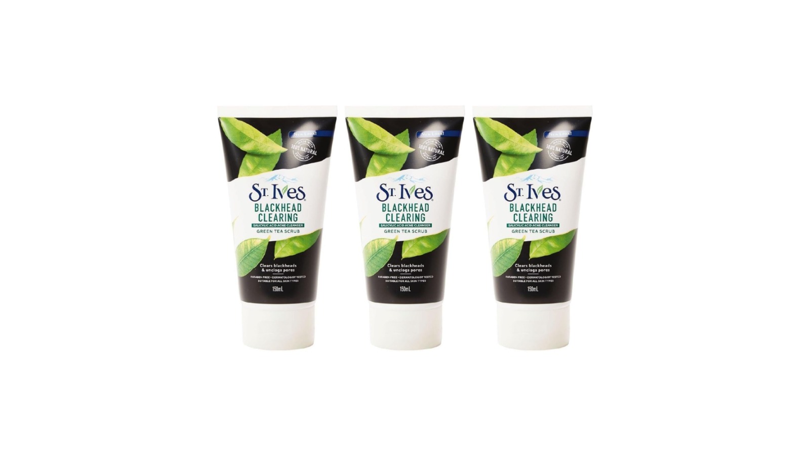 St Ives 23 Piece Green Tea Blackhead Clearing Acne Cleanser Scrub - 150ml