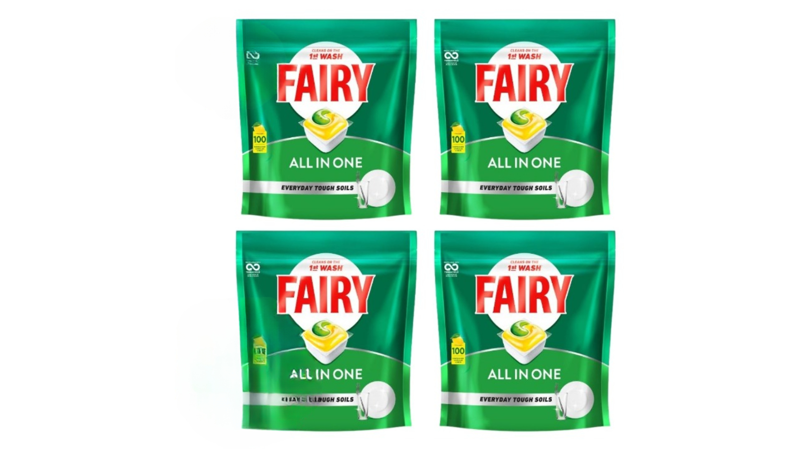 Fairy 4 Piece All-in-One Lemon Dishwasher Capsule