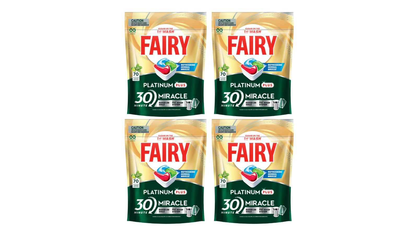 Fairy 4 Piece Platinum Plus Herbal Breeze Dishwasher Capsule 