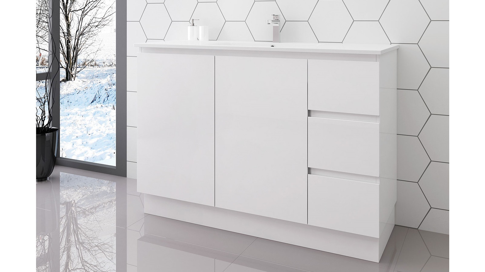 Cartia Ella 1200mm Waterproof Finger Pull Vanity Harvey Norman