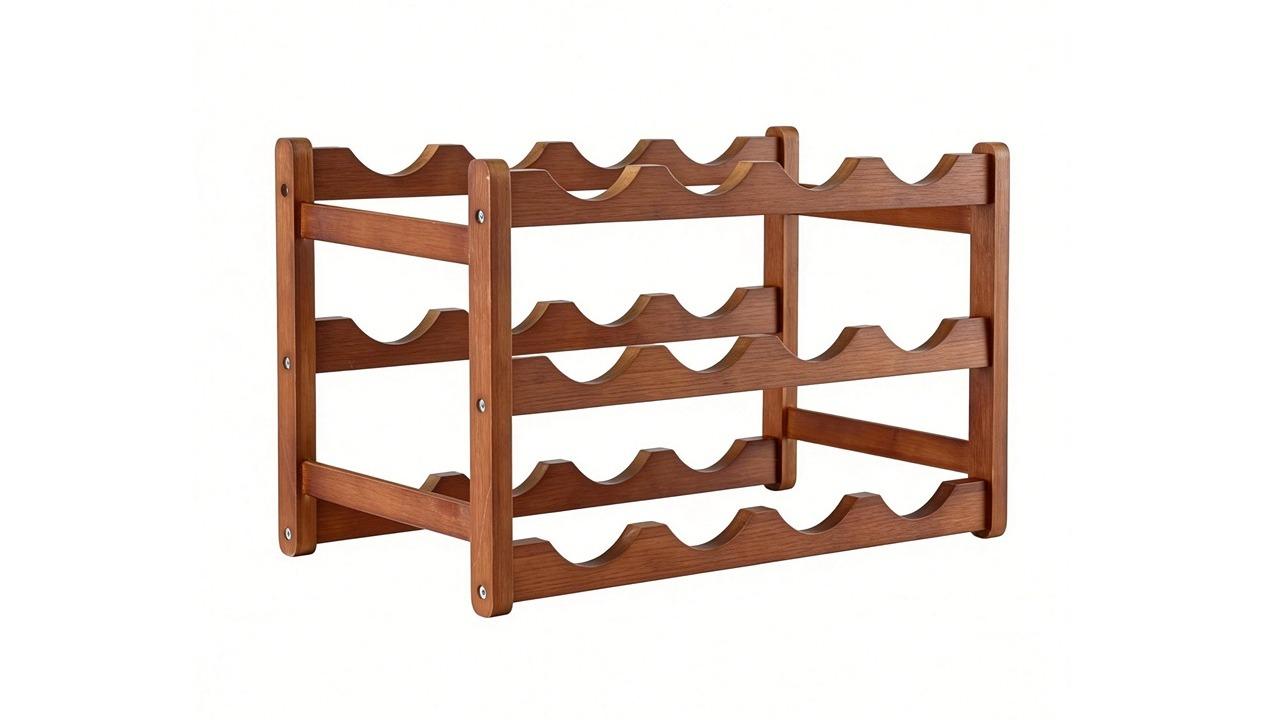 Artiss 3-Tier 12-Bottle Bamboo Wine Rack Display - Walnut