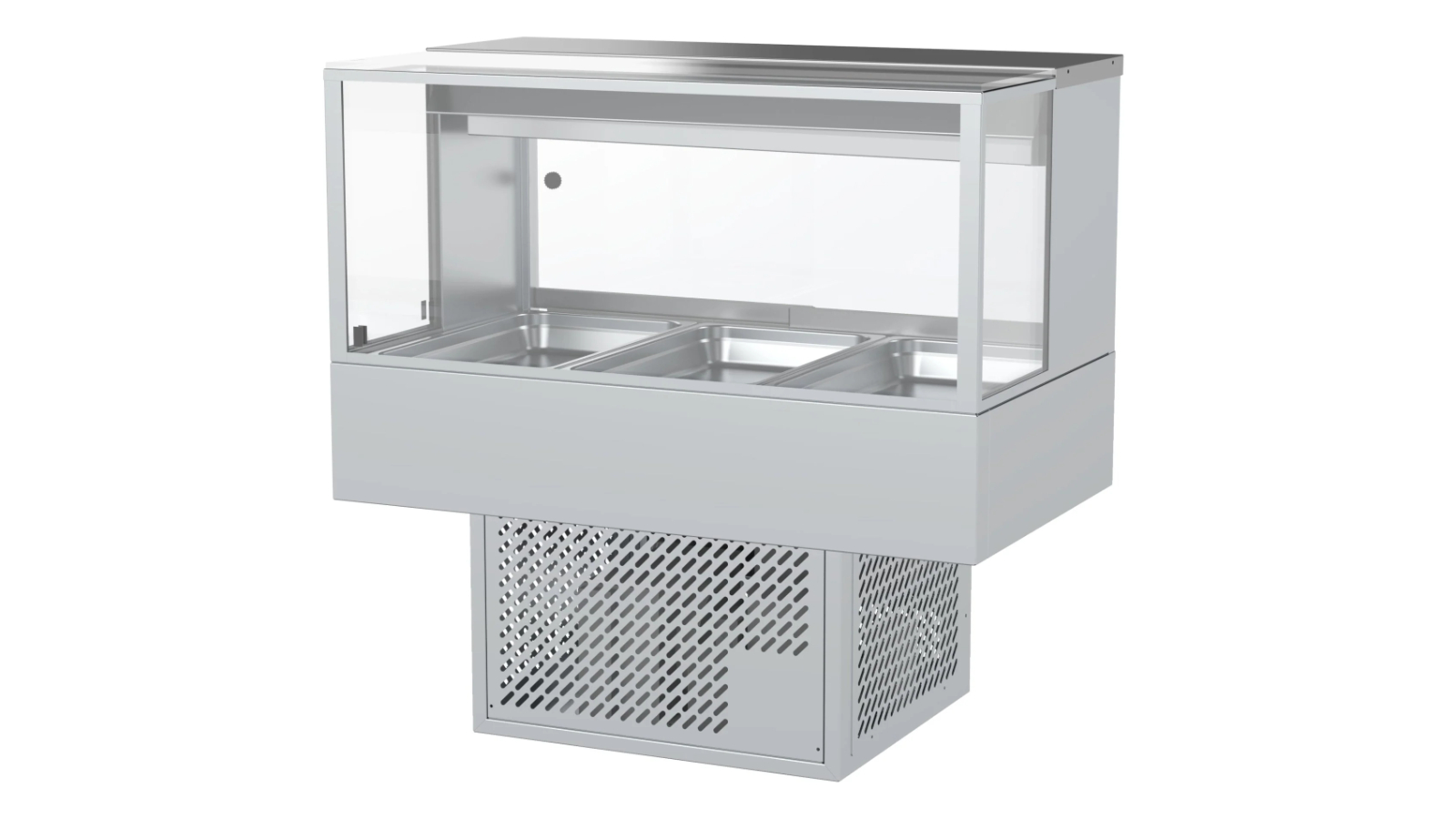 Woodson W.CFSQ23 3-Module Square Glass Cold Food Display