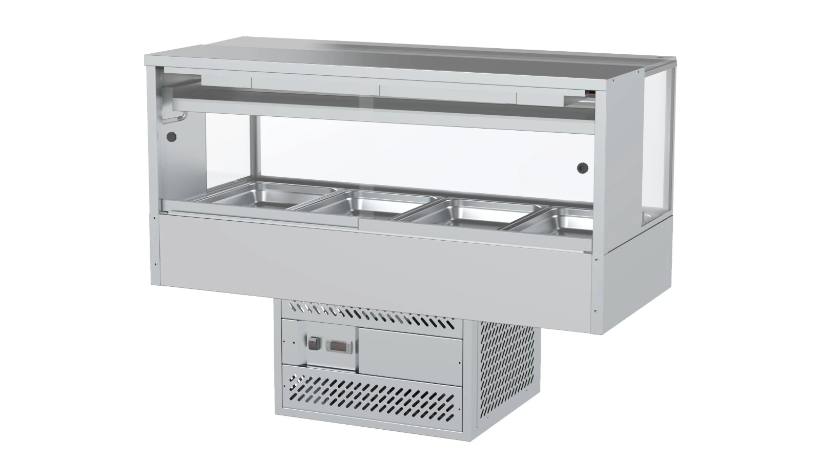 Woodson W.CFSQ24 4-Module Square Glass Cold Food Display