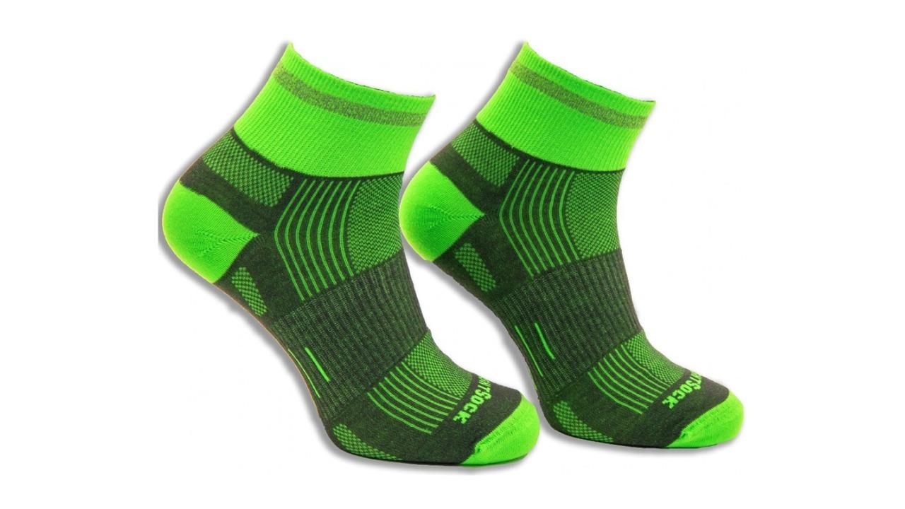 Wrightsock Eco Run Reflective Socks Medium AU 4-7.5 Mens/6.5-9 Womens - Grey/Green
