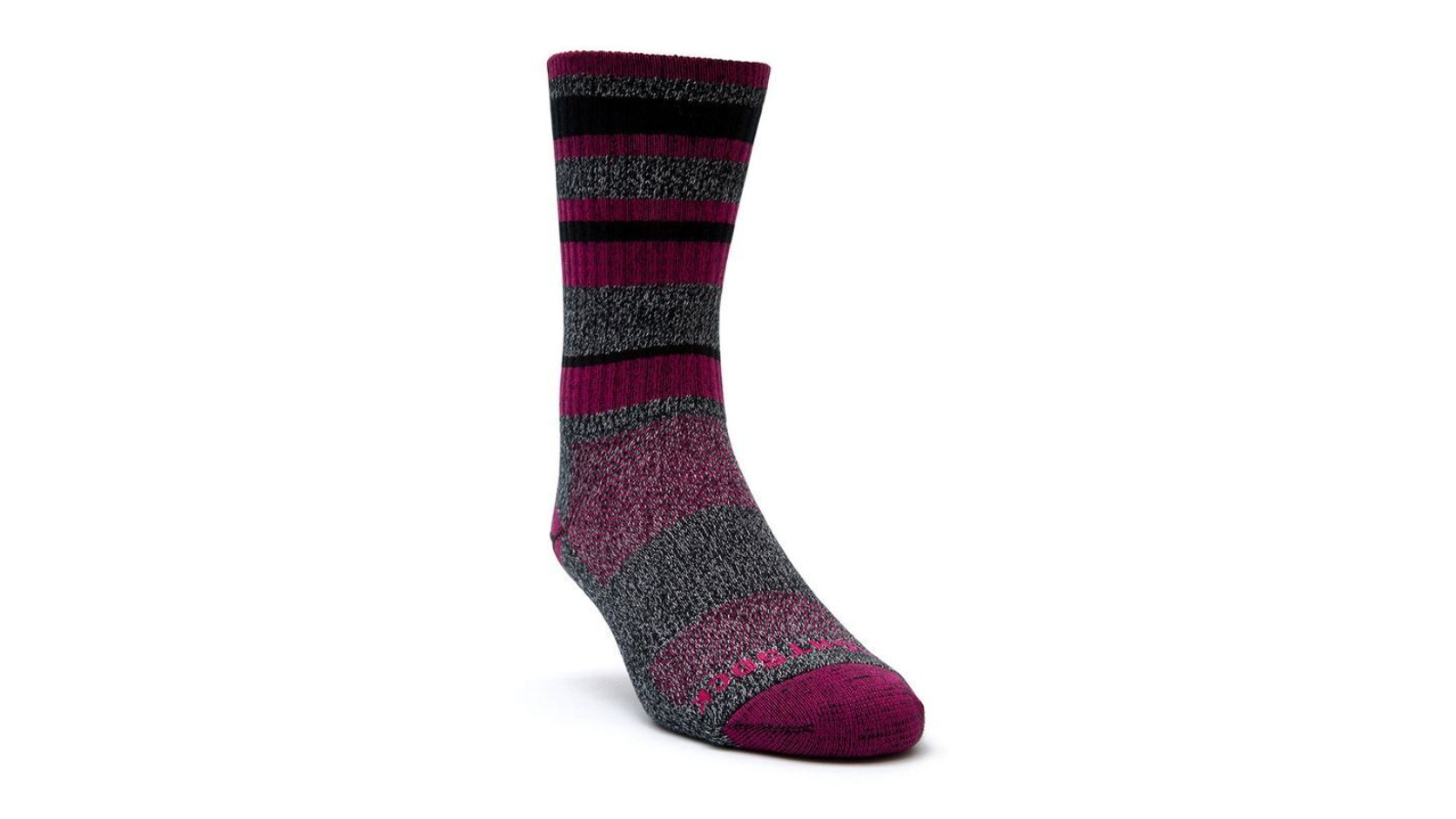 Wrightsock Adventure Crew Socks Large AU 8-11.5 Men/9.5-11 Women - Black/Fuchsia 