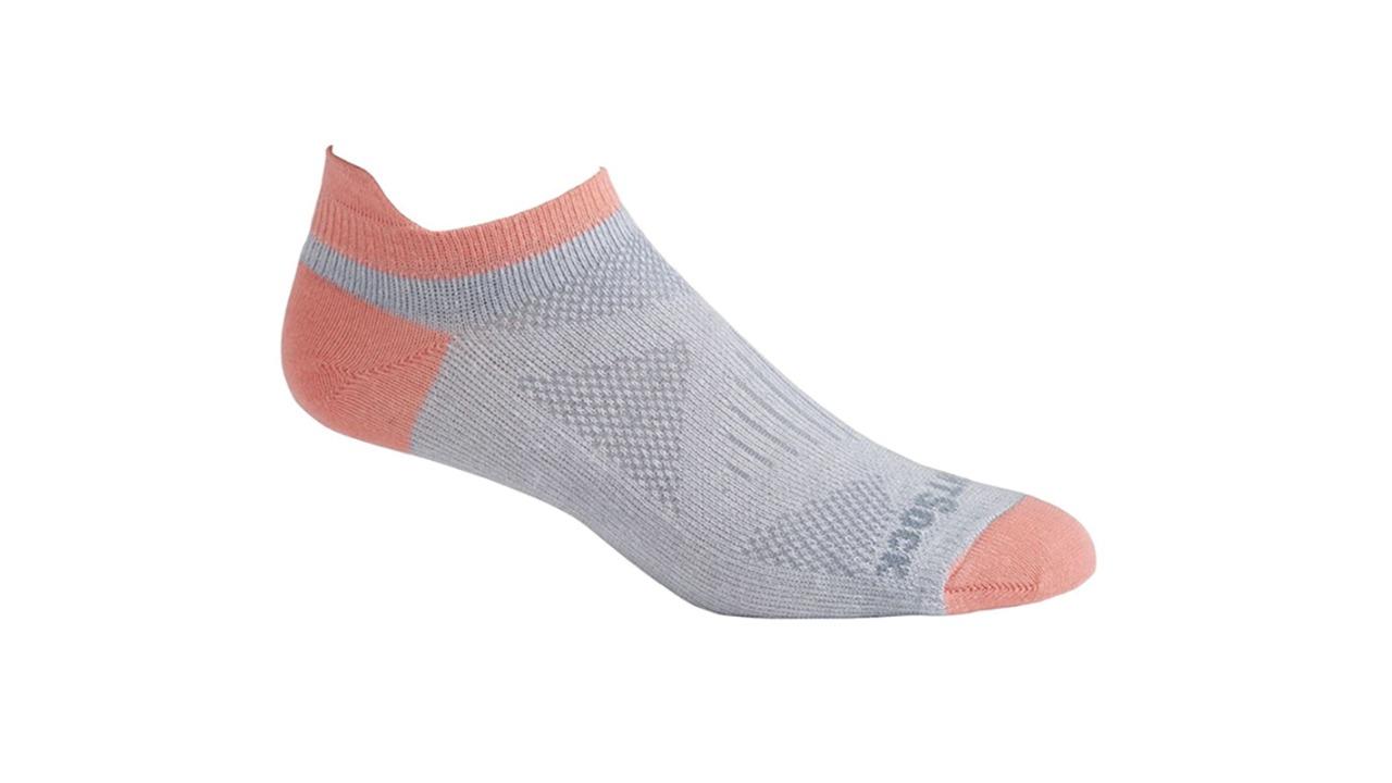 Wrightsock Coolmesh II Tab Lt Running Active Sock Women Small AU 4-6 - Grey/Coral