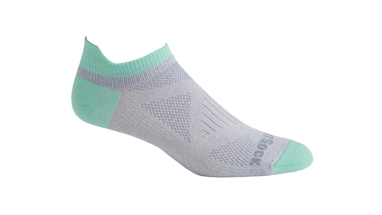 Wrightsock Coolmesh II Tab Womens Running Active Socks Small AU 4-6 - Light Grey/Lucite 