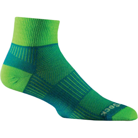 Wrightsock Coolmesh II Quarter Unisex Activewear Socks Small AU 4-6 Women - Blue/Green