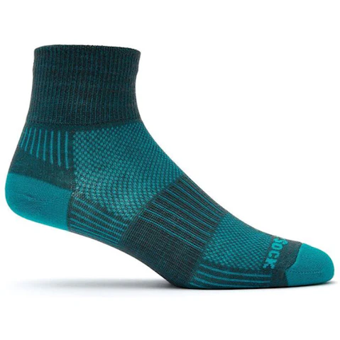 Wrightsock Coolmesh II Quarter Unisex Socks Small AU 4-6 Women - Ash Turquoise
