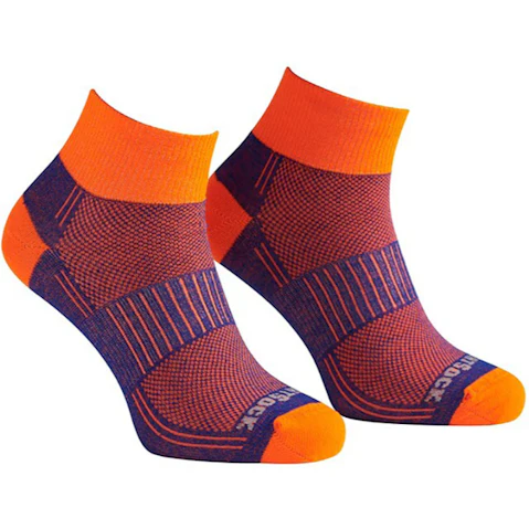 Wrightsock Coolmesh II Quarter Socks Medium AU 4-7.5 Mens/6.5-9 Women - Royal/Orange