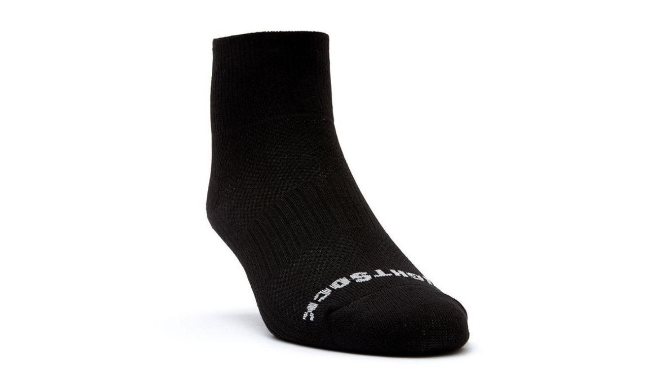 Wrightsock Coolmesh II Quarter Unisex Socks Large AU 8-11.5 Mens/9.5-11 Womens - Black