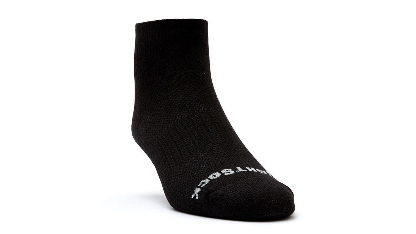 Wrightsock Coolmesh II Quarter Unisex Running Socks X-Large AU 12 Mens - Black 