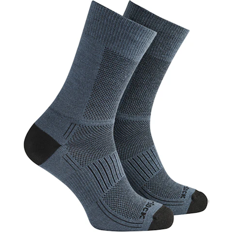 Wrightsock Coolmesh II Crew Unisex Socks Large AU 8-11.5 Mens/9.5-11 Women - Grey