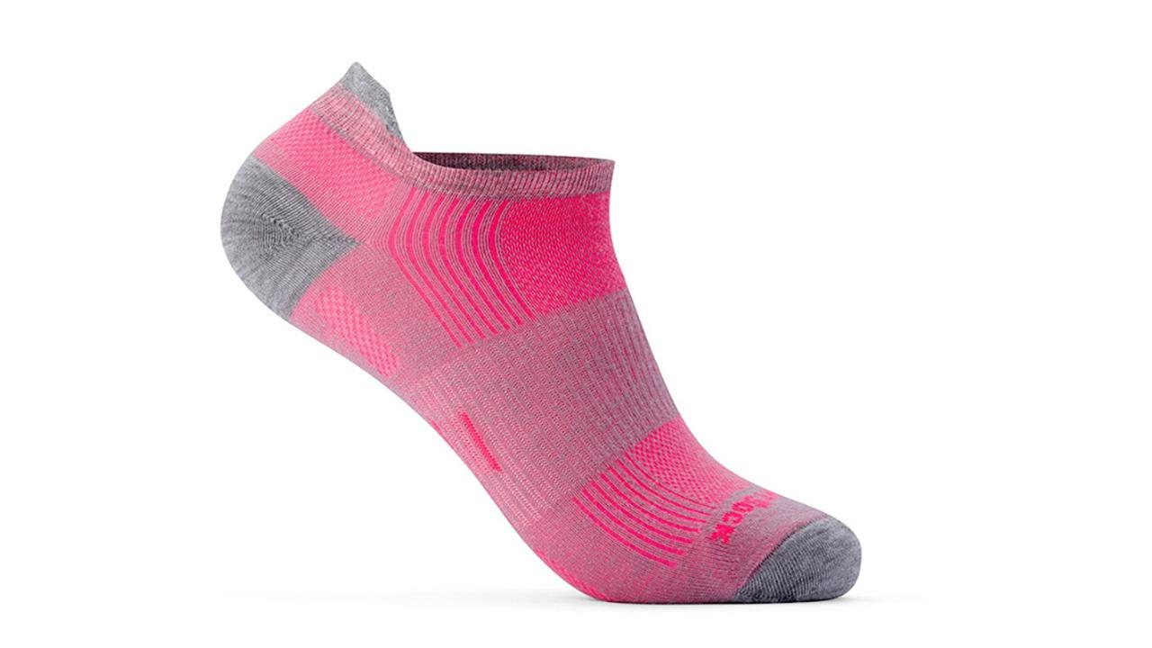 Wrightsock Eco Run Tab Unisex Running/Sport Socks Small AU 4-6 Womens - Grey/Pink