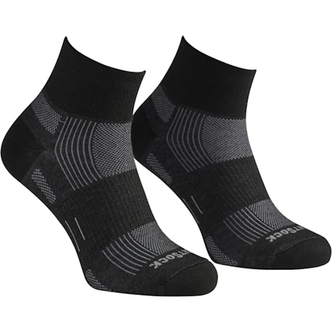 Wrightsock Eco Explore Quarter Unisex Socks Medium AU 4-7.5 Mens/6.5-9 Womens - Black