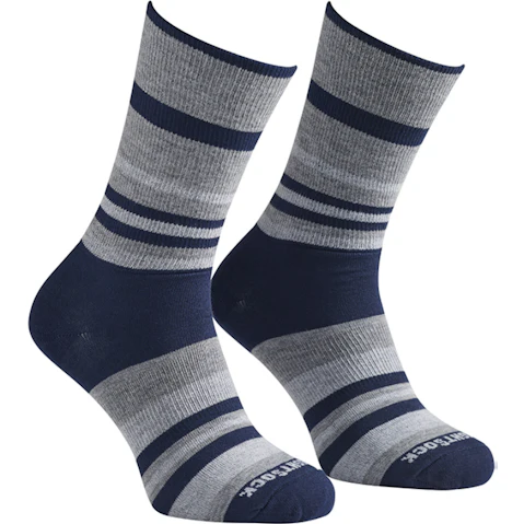 Wrightsock Eco Explore Crew Socks Large AU 8-11.5 Mens/9.5-11 Womens - Navy Stripe
