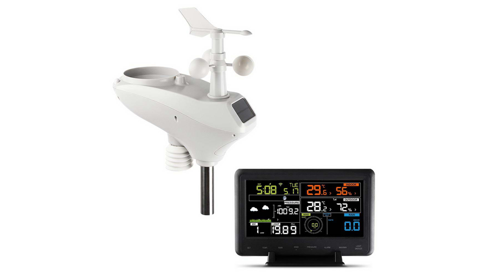 Devanti Wireless Wifi Professional Weather Station Solar Sensor LCD UV Light