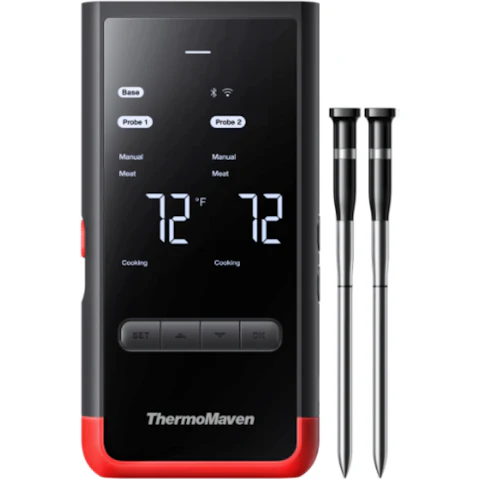 ThermoMaven P2 Wireless Dual Probe Meat Thermometer - Black/Red