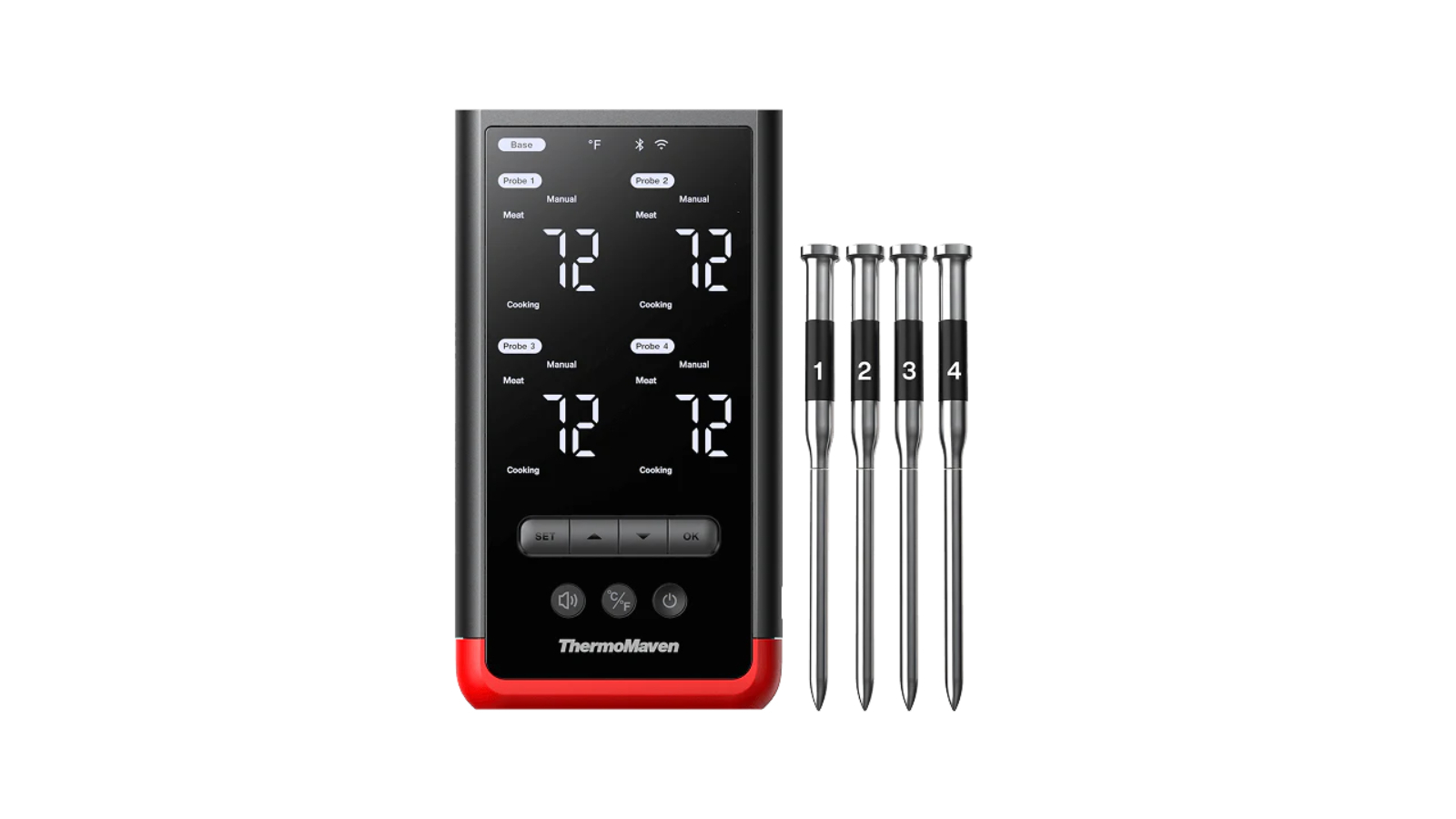 Addendum ThermoMaven P4 Wireless Quad Probe Meat Thermometer - Black/Red