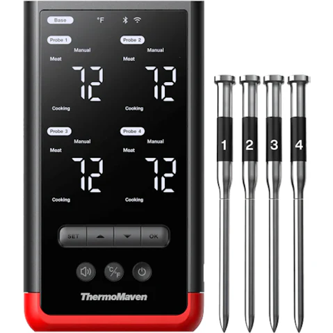 ThermoMaven P4 Wireless Quad Probe Meat Thermometer - Black/Red