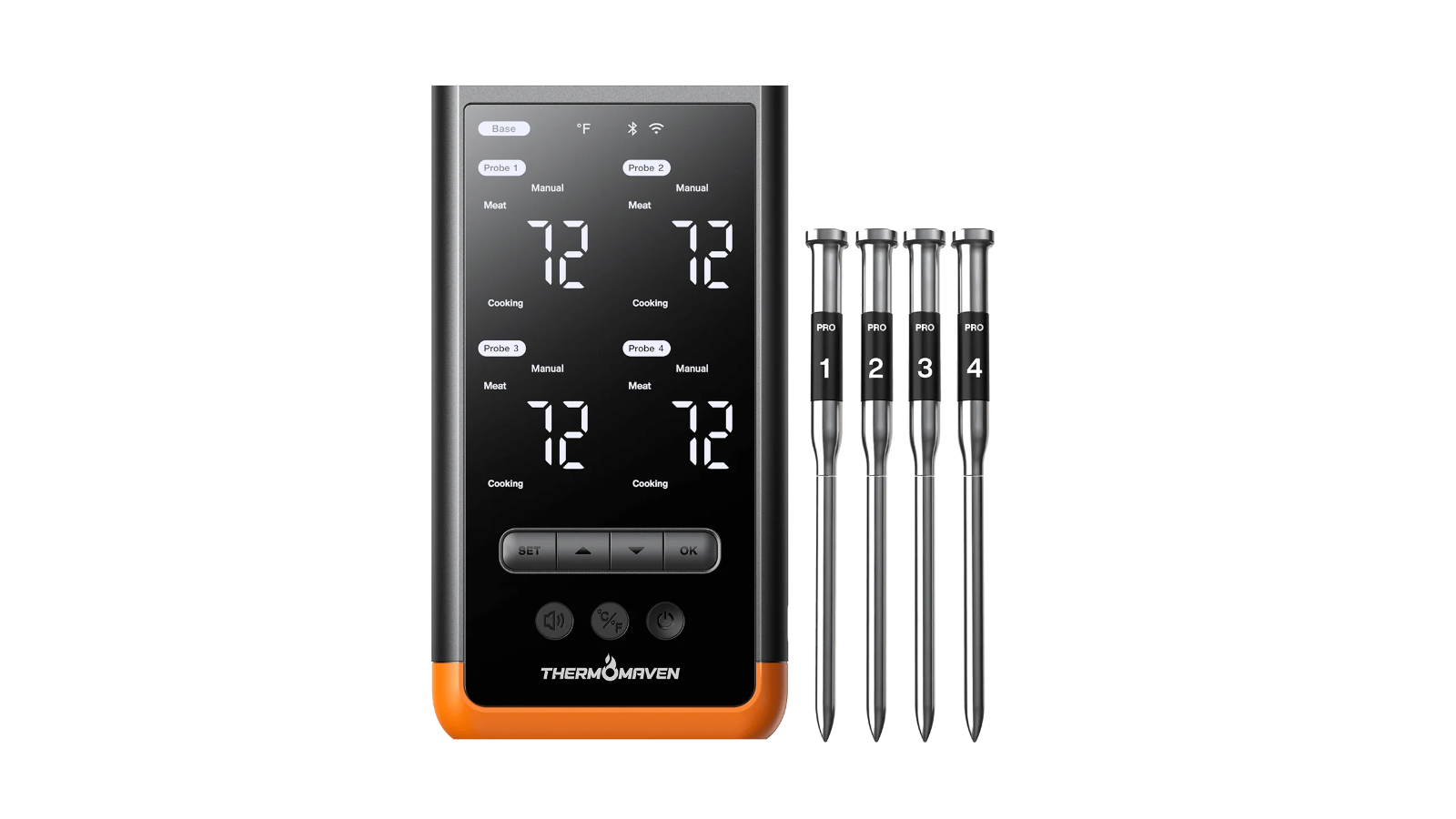 Addendum ThermoMaven G2 Wireless Quad Probe Meat Thermometer - Black/Orange