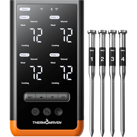 ThermoMaven G2 Wireless Quad Probe Meat Thermometer - Black/Orange