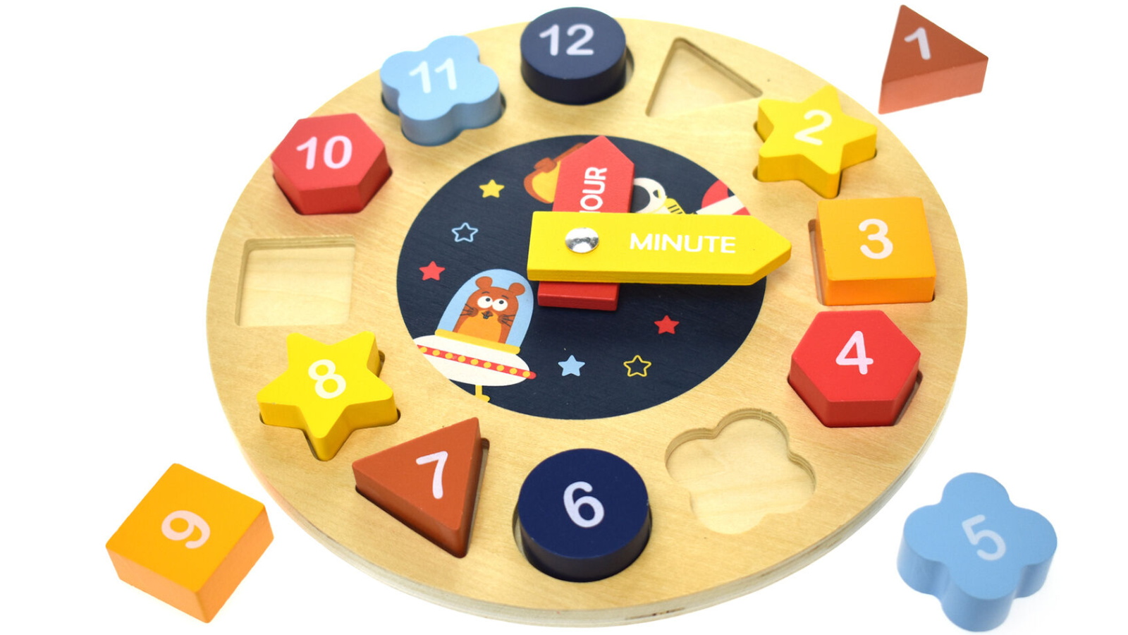 Koala Dream Space Clock Wooden Shape Sorter and Puzzle