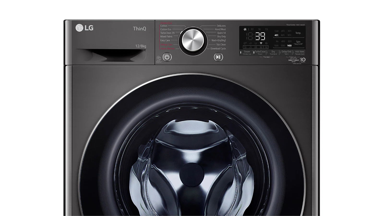 LG 12kg/8kg Series 9 Front Load Washer Dryer Combo with Steam Black