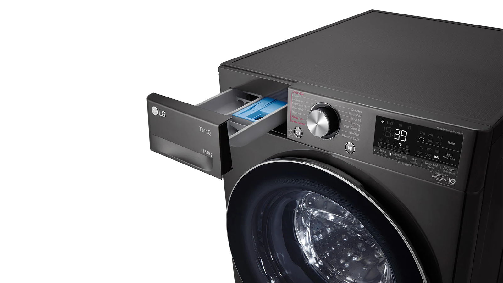 LG 12kg/8kg Series 9 Front Load Washer Dryer Combo with Steam Black