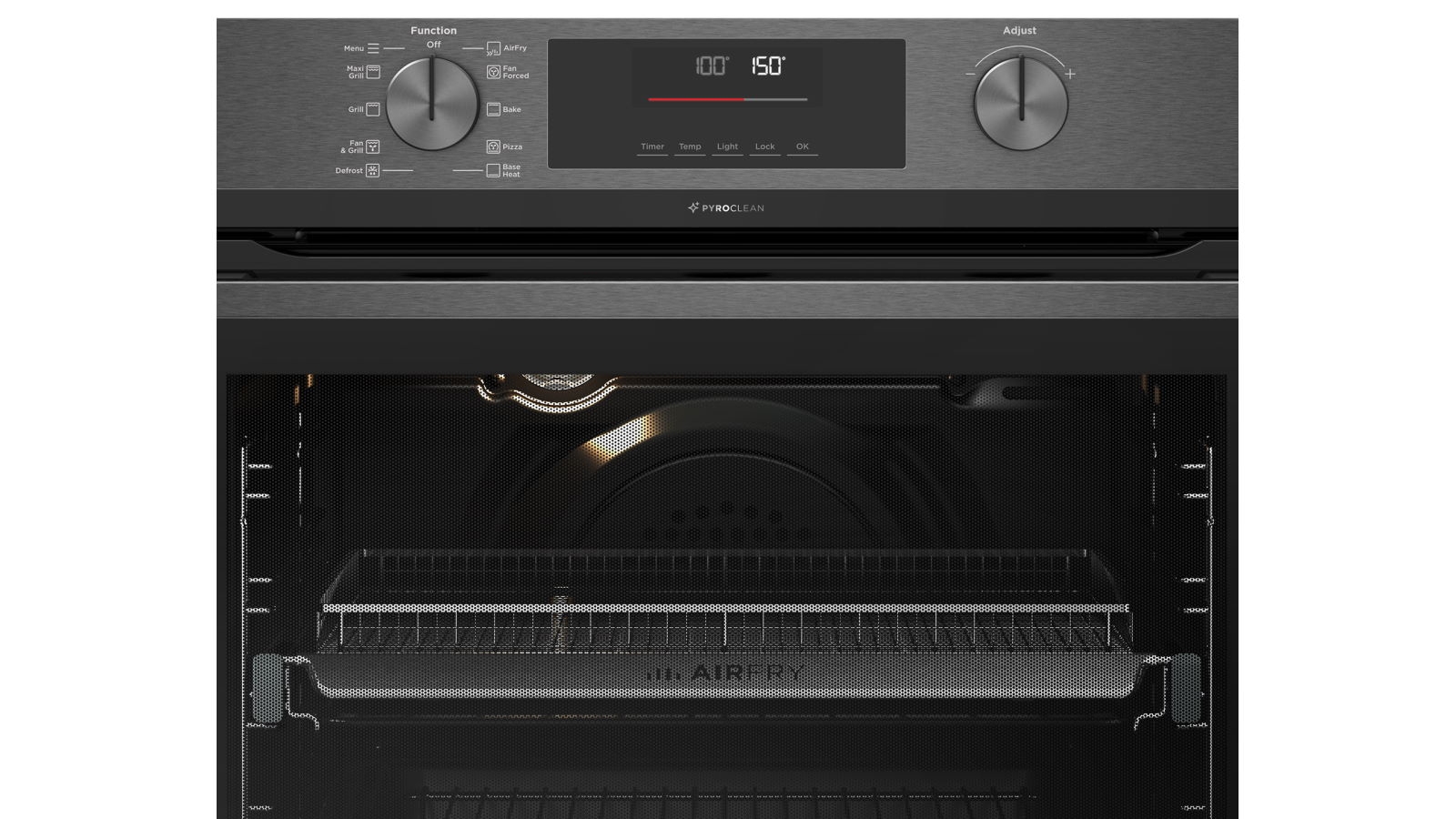 Westinghouse 60cm MultiFunction 10 Pyrolytic Oven with AirFry Dark