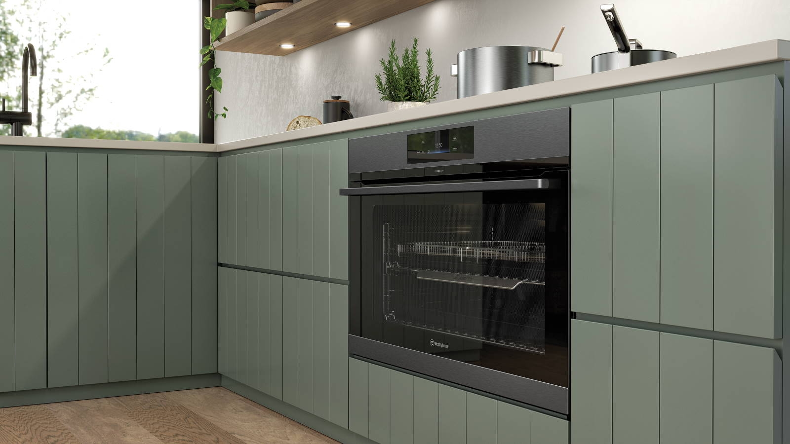 Westinghouse 900mm MultiFunction 17 Pyrolytic Oven with Air Fry Dark