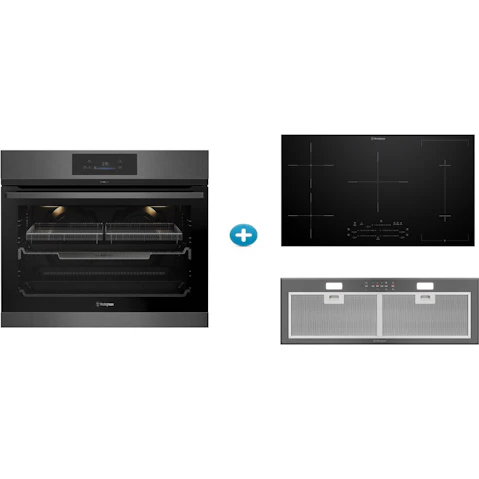 Westinghouse 900mm Multi-Function 17 Pyrolytic Oven plus Induction Cooktop with BoilProtect and Integrated Rangehood