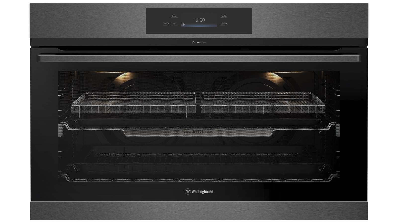 Westinghouse 900mm MultiFunction 17 Pyrolytic Oven with Air Fry Dark Stainless Steel Harvey