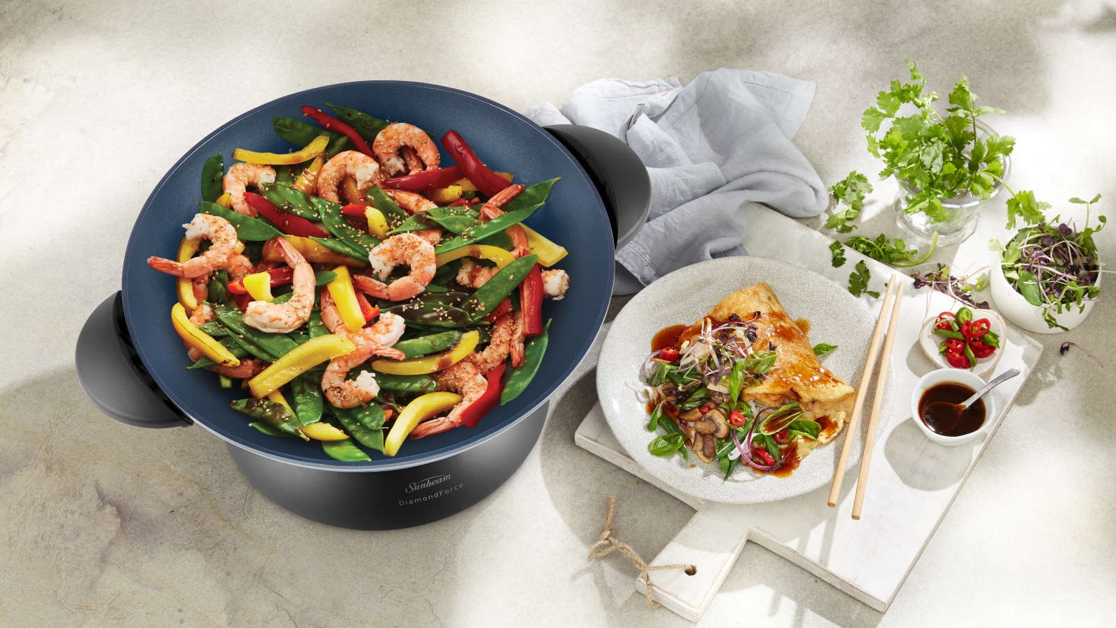 Sunbeam DiamondForce 7.5L Electric Wok Blue Black Harvey Norman