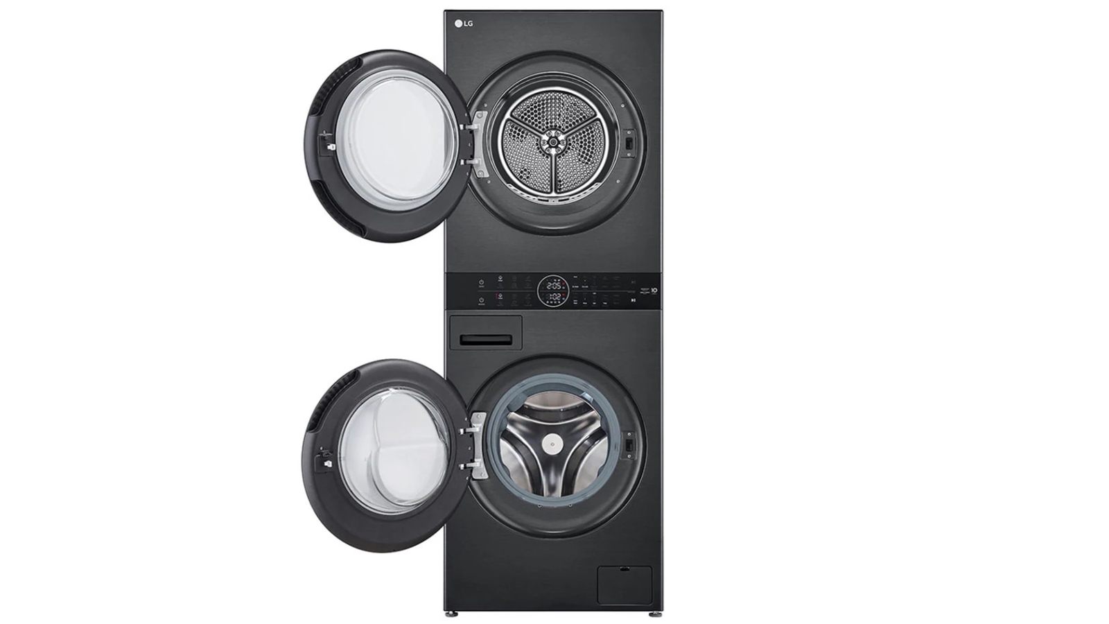 LG WashTower 12kg/9kg All in One Stacked Washer Dryer Black Steel Harvey Norman