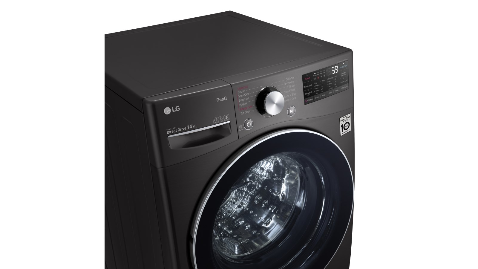 lg series xl 14kg front load washing machine black steel