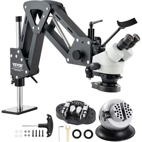Vevor 7X-45X Multi-Directional Microscope Spring Bracket Ball Vise Ring Light
