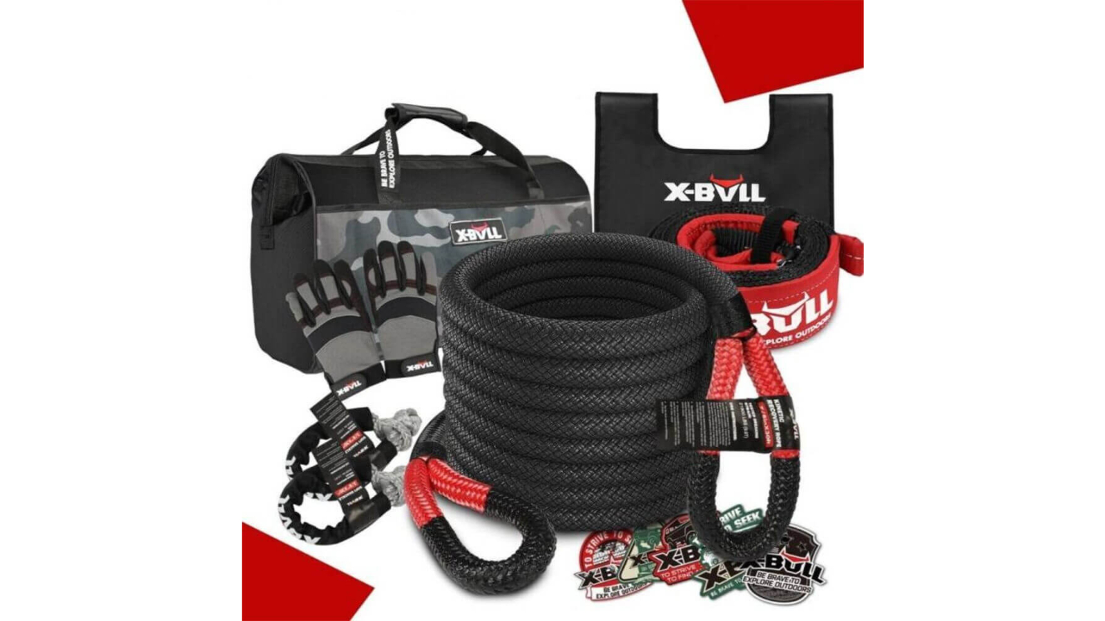 X-Bull 13 Piece 4WD Off Road Snatch Strap Winch Recovery Kit